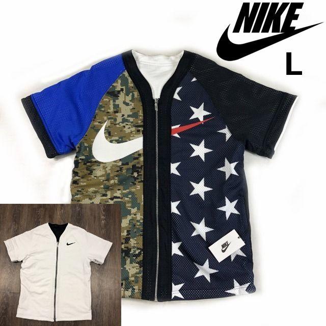 NIKE(ナイキ)のNIKE 半袖 ベースボールシャツ AV8269-010(L)白 180814 メンズのトップス(Tシャツ/カットソー(半袖/袖なし))の商品写真