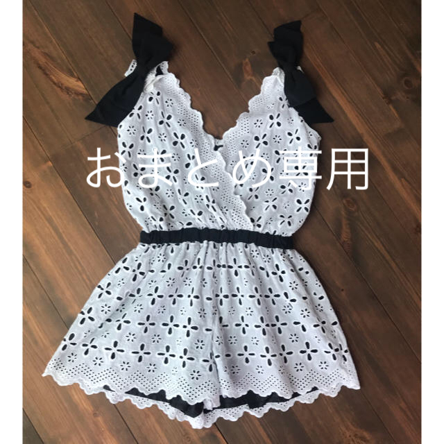 総レース&肩リボン オールインワン ショートパンツ Mサイズ | site