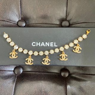 シャネル(CHANEL)のヴィンテージシャネル ココマークラインストーンブレスレット(ブレスレット/バングル)