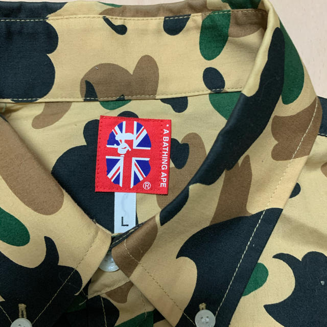 A BATHING APE(アベイシングエイプ)の激レアLサイズ！初期 BAPEファーストカモ長袖シャツ黄色カモ メンズのトップス(シャツ)の商品写真