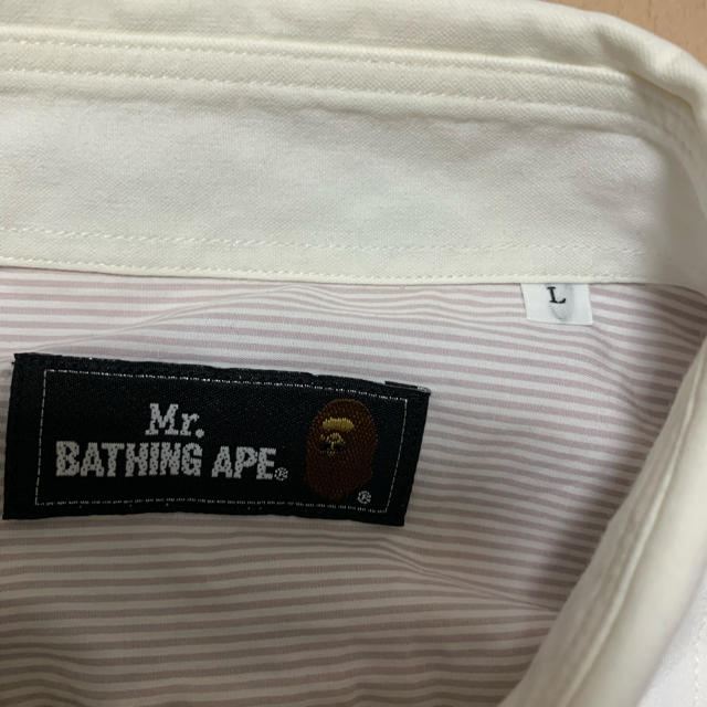 A BATHING APE(アベイシングエイプ)の激レアLサイズ！Mr.BATHING APEボーダー長袖シャツ紫 メンズのトップス(シャツ)の商品写真