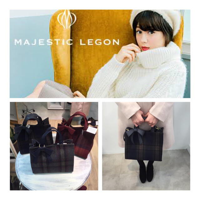 MAJESTIC LEGON(マジェスティックレゴン)のマジェ リボン付スクエアトート 新品 レディースのバッグ(トートバッグ)の商品写真