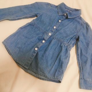 ベビーギャップ(babyGAP)のbabygap♡ペプラム長袖デニムシャツ ブラウス ブルー 110cm(ブラウス)