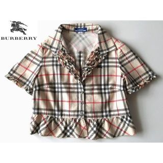 バーバリー(BURBERRY)の美品 バーバリーブルーレーベル ノバチェック ショートフリルシャツジャケット(シャツ/ブラウス(半袖/袖なし))