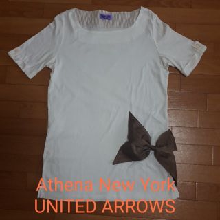 ユナイテッドアローズ(UNITED ARROWS)のAthena New York UNITED ARROWS　リボン付きTシャツ(Tシャツ(半袖/袖なし))