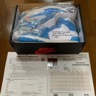 ナイキ(NIKE)のnike air jordan1 × offwhite UNCカラー(スニーカー)