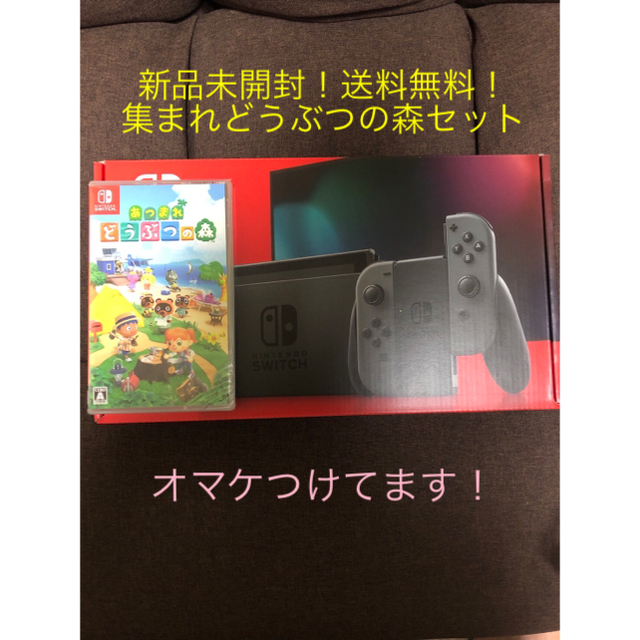 Nintendo Switch(ニンテンドースイッチ)の新モデルNintendo Switch 本体 グレー＋集まれどうぶつの森セット エンタメ/ホビーのゲームソフト/ゲーム機本体(家庭用ゲーム機本体)の商品写真