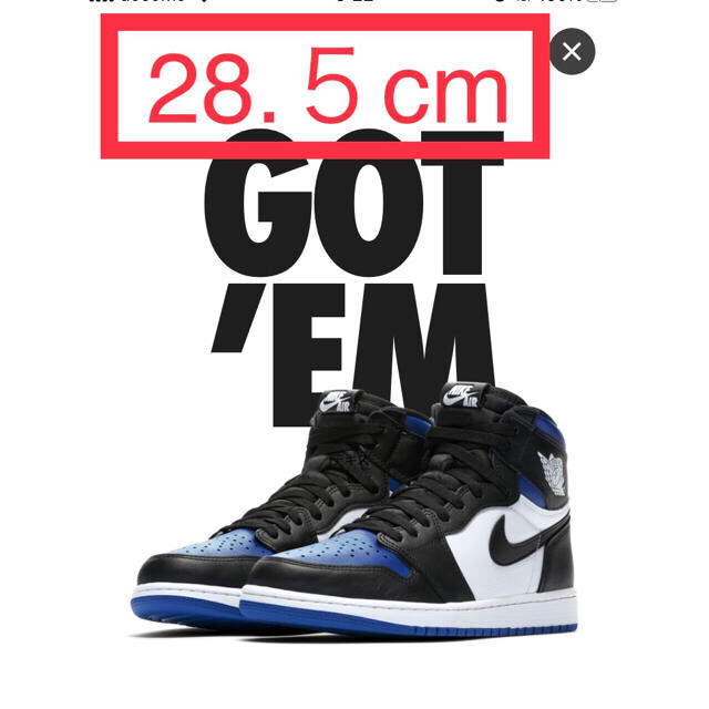 メンズNIKE AIR JORDAN 1 OG royal toe 28.5 AJ1