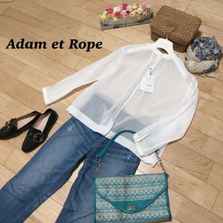 アダムエロぺ(Adam et Rope')のアダムエロペ  シースルーノーカラーシャツ(シャツ/ブラウス(長袖/七分))