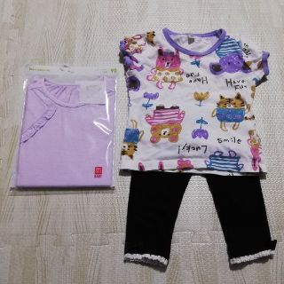 ユニクロ(UNIQLO)の【新品あり】ユニクロ　クルーネック　半袖　レギンス　3枚セット　(Tシャツ/カットソー)