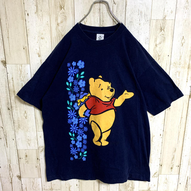 【希少】ディズニー くまのプーさん 花柄ビッグプリントTシャツ ビッグシルエット メンズのトップス(Tシャツ/カットソー(半袖/袖なし))の商品写真