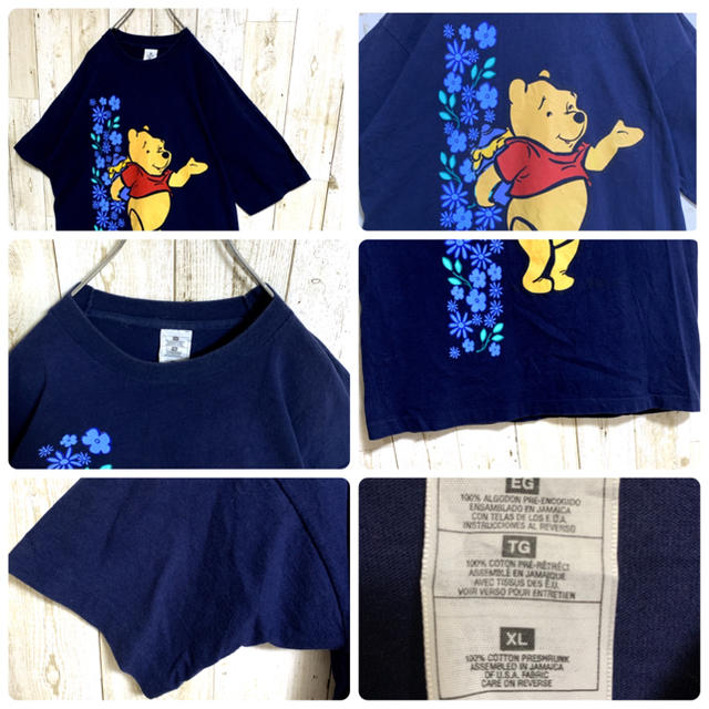 【希少】ディズニー くまのプーさん 花柄ビッグプリントTシャツ ビッグシルエット メンズのトップス(Tシャツ/カットソー(半袖/袖なし))の商品写真