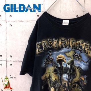 ギルタン(GILDAN)の【超レア】ギルダン プリント Tシャツ EASYRIDERS ミリタリー(Tシャツ/カットソー(半袖/袖なし))