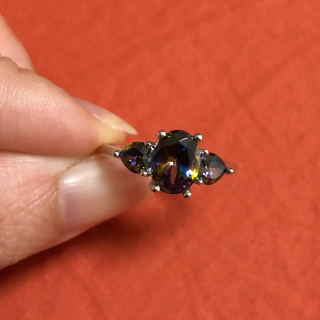 Grimoire(グリモワール)のヴィンテージ シルバー 925 キラキラ 七彩 宝石 指輪 レディースのアクセサリー(リング(指輪))の商品写真