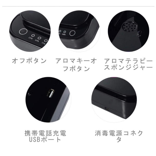 【新品】UV紫外線除菌器　ブラック　アロマ完備 スマホ/家電/カメラの美容/健康(その他)の商品写真