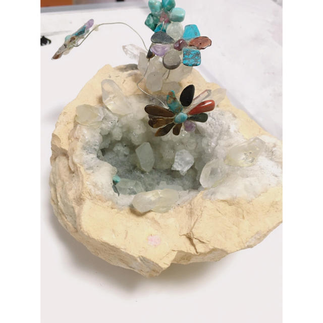 NO.847 ♡お花の原石置物♡-