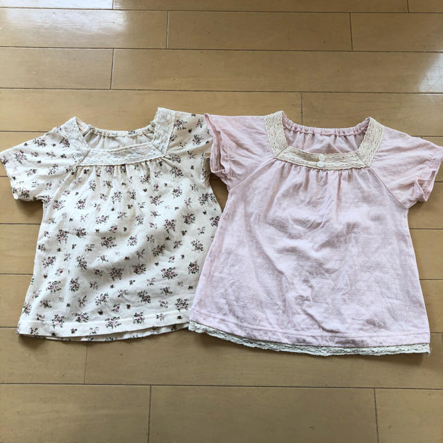 ベルメゾン(ベルメゾン)のベルメゾン レース付きカットソー　2枚セット キッズ/ベビー/マタニティのキッズ服女の子用(90cm~)(Tシャツ/カットソー)の商品写真