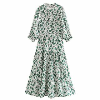 ザラ(ZARA)のグリーン 花柄ワンピース(ロングワンピース/マキシワンピース)