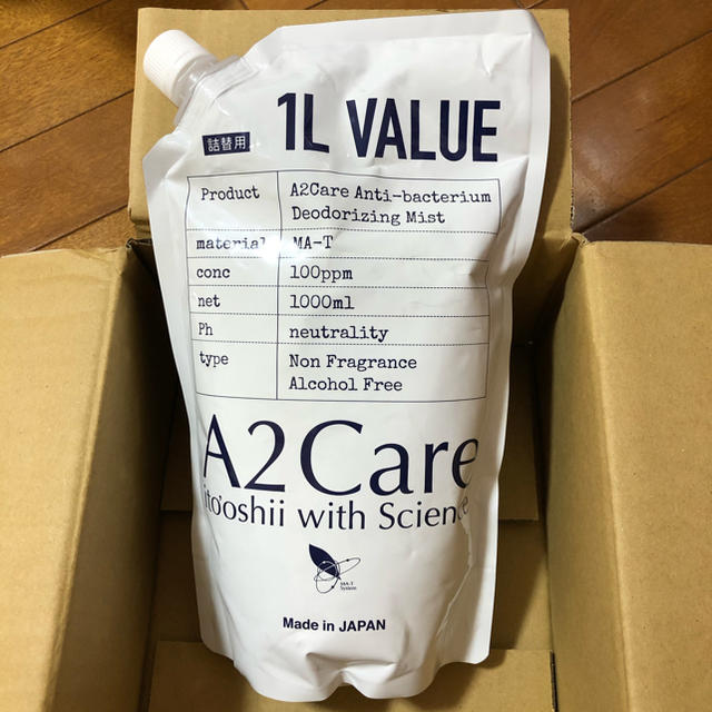 ANA(全日本空輸)(エーエヌエー(ゼンニッポンクウユ))のA2Care 1L 詰め替え用　新品　エーツーケア　除菌　殺菌 インテリア/住まい/日用品の日用品/生活雑貨/旅行(日用品/生活雑貨)の商品写真