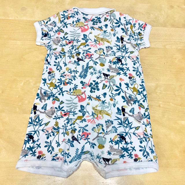 PETIT BATEAU(プチバトー)のプチバトー 12m 半袖 前開き ロンパース 女の子 アニマルプリント 丸襟 キッズ/ベビー/マタニティのベビー服(~85cm)(ロンパース)の商品写真