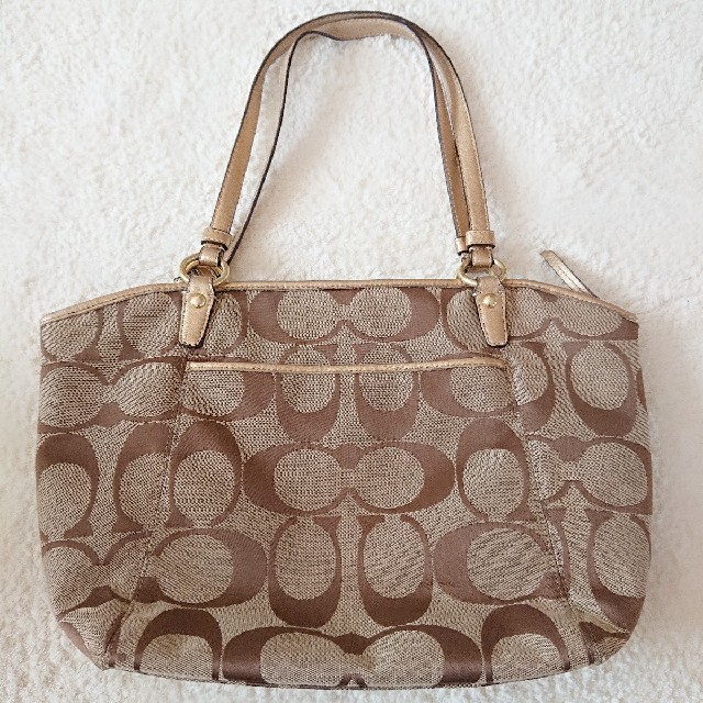 即日発送 coach コーチ トートバッグ シグネチャー ライトカーキ