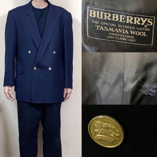 90's Burberry バーバリー ダブルジャケット スーツ 金ボタン
