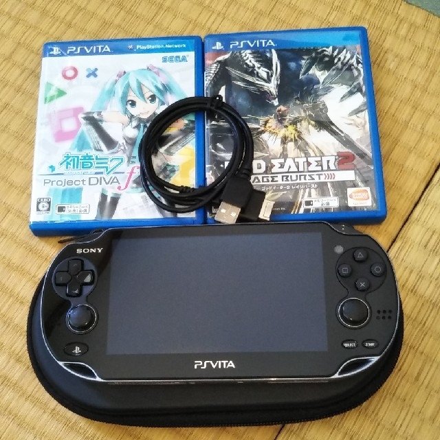 PlayStation Vita(プレイステーションヴィータ)のPlayStation Vita Wi-Fi対応 PCH-1000 ブラック エンタメ/ホビーのゲームソフト/ゲーム機本体(携帯用ゲーム機本体)の商品写真