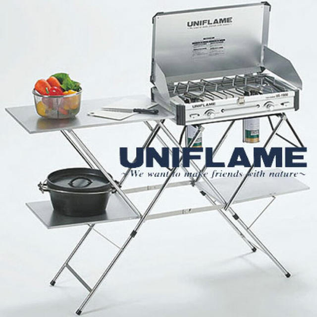 UNIFLAME(ユニフレーム)のチェストさん専用　ユニフレーム ツインバーナー&キッチンスタンドII スポーツ/アウトドアのアウトドア(ストーブ/コンロ)の商品写真