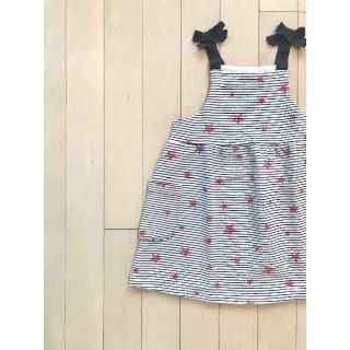 ザラキッズ(ZARA KIDS)のZARA baby スター&ボーダー 肩リボンワンピース(3-4Y)(ワンピース)