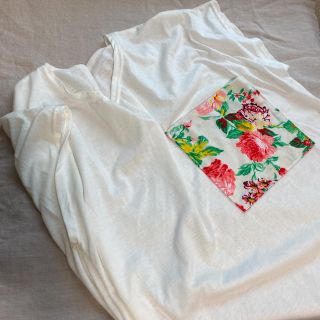 Tシャツ　カットソー　ビッグサイズ　胸ポケット　ゆる　白T(Tシャツ(半袖/袖なし))