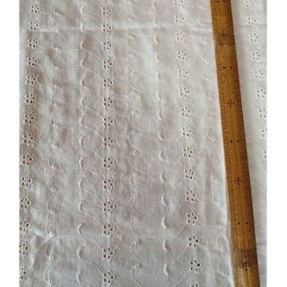 刺繍レース　白　夏用　綿100%(生地/糸)