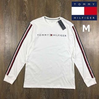 トミーヒルフィガー(TOMMY HILFIGER)のトミーヒルフィガー ロンT フラッグロゴ カラーライン(M)白 181214(Tシャツ/カットソー(七分/長袖))