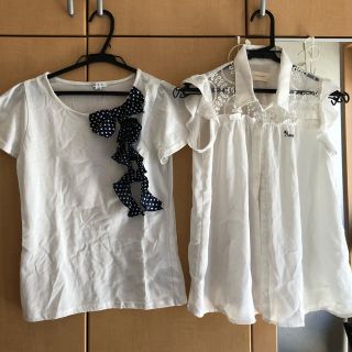 レピピアルマリオ(repipi armario)のレピピフレンチ袖ブラウス　avvフリフリTシャツ(シャツ/ブラウス(半袖/袖なし))