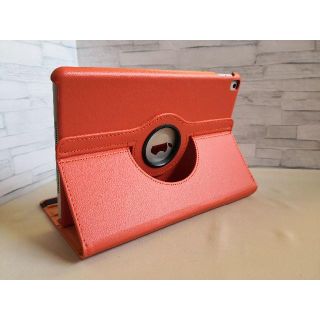 iPad 第7世代 10.2インチ オレンジ 360度回転機能　レザーケース(iPadケース)