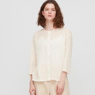 ユニクロ(UNIQLO)のイネス　ユニクロ　ガーゼ　ブラウス　シャツ(シャツ/ブラウス(長袖/七分))