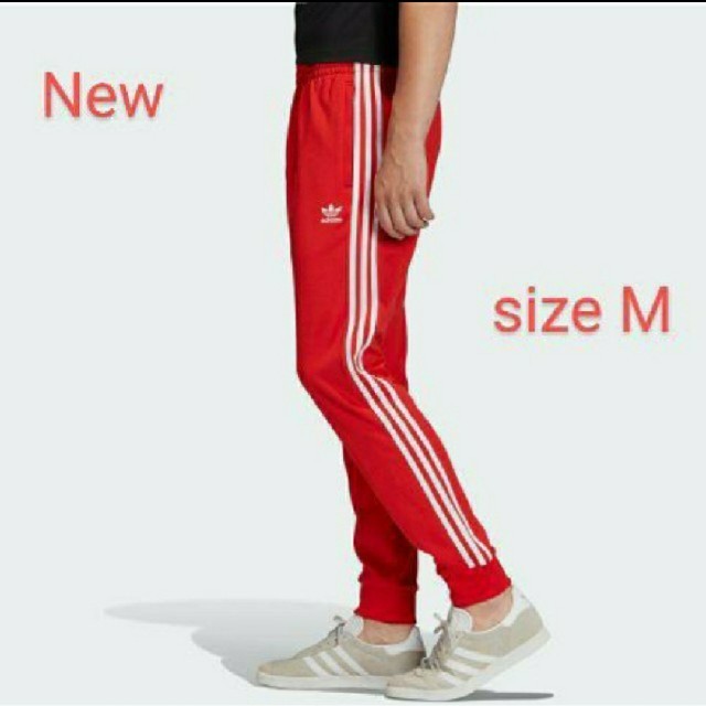 新品 M adidas originals トラックパンツ ラッシュレッド 明赤