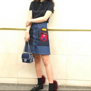 日本正規取扱店  MIU♡デニムフレアスカート MIU ひざ丈スカート