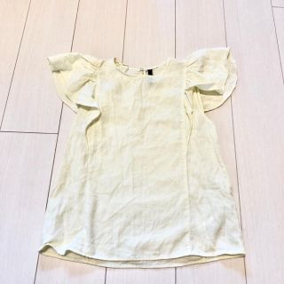 ザラ(ZARA)の袖フリル　レモンイエロー　トップス　【美品】(カットソー(半袖/袖なし))