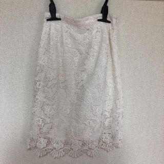 ロペピクニック(Rope' Picnic)の【中古品】白レーススカート(ひざ丈スカート)