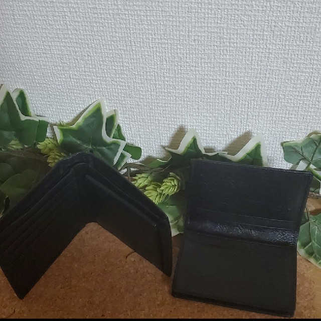 栃木レザー ヌメ革 和柄 さくら 二つ折り 短財布 ブラック 黒
