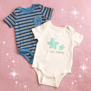 ベビーギャップ(babyGAP)の☆baby Gapベビーギャップ☆ボーダー＆ヒトデ柄半袖ロンパースセット☆(ロンパース)