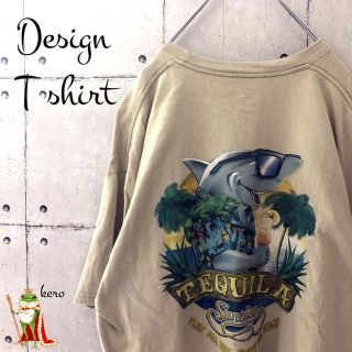 【USA輸入】特価！プリント Tシャツ サメ メキシコ テキーラ(Tシャツ/カットソー(半袖/袖なし))