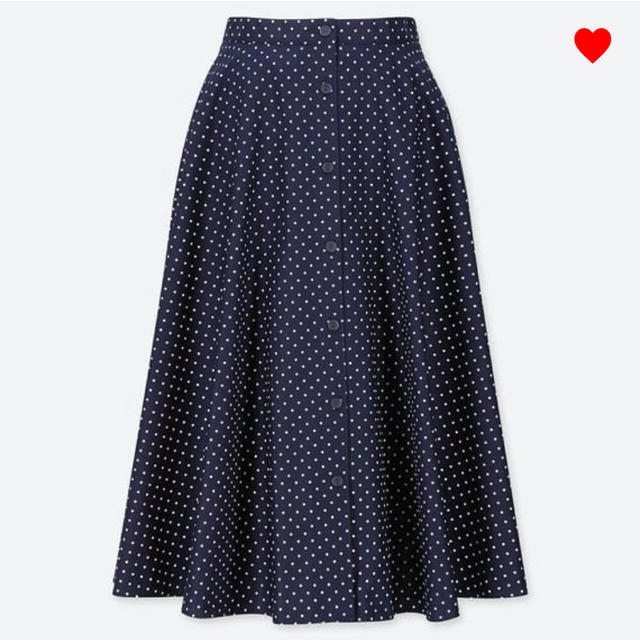 UNIQLO(ユニクロ)のUNIQLO✨フロントボタンサーキュラースカート(ドット) レディースのスカート(ひざ丈スカート)の商品写真