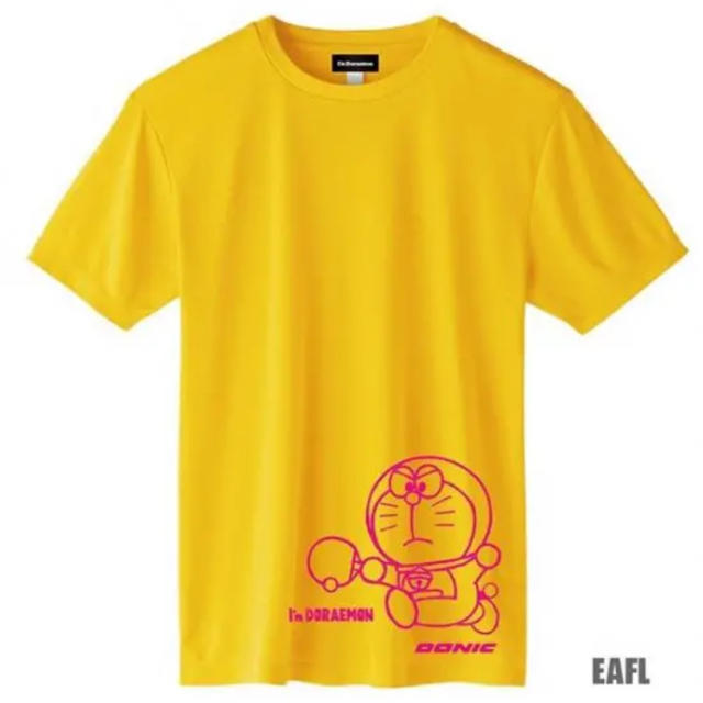 新品 未使用 ドラえもん 卓球Tシャツ  イエロー×マゼンタ  LLサイズ  スポーツ/アウトドアのスポーツ/アウトドア その他(卓球)の商品写真