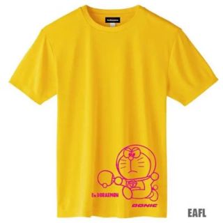 新品 未使用 ドラえもん 卓球Tシャツ  イエロー×マゼンタ  LLサイズ (卓球)