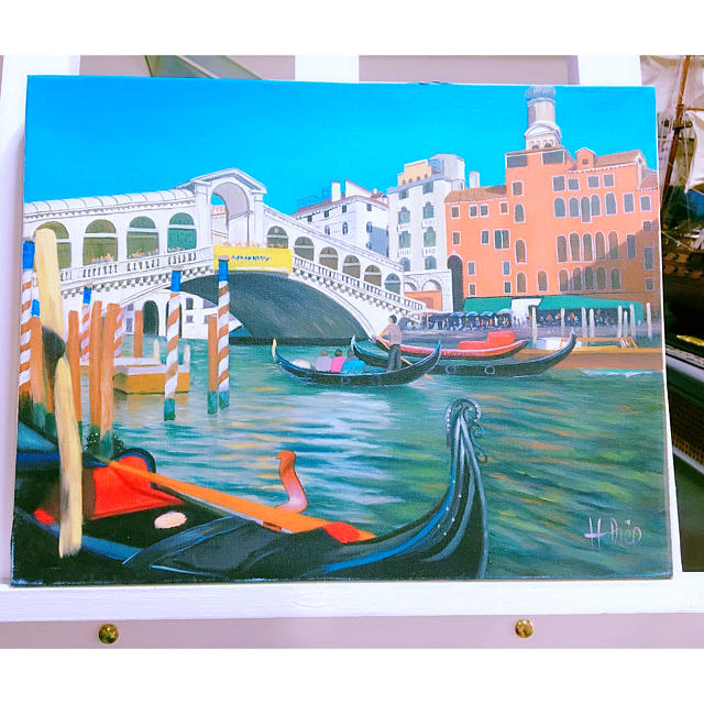 プレゼントを選ぼう！ 水上都市　風景画　油絵　絵画　インテリア 絵画+タペストリー