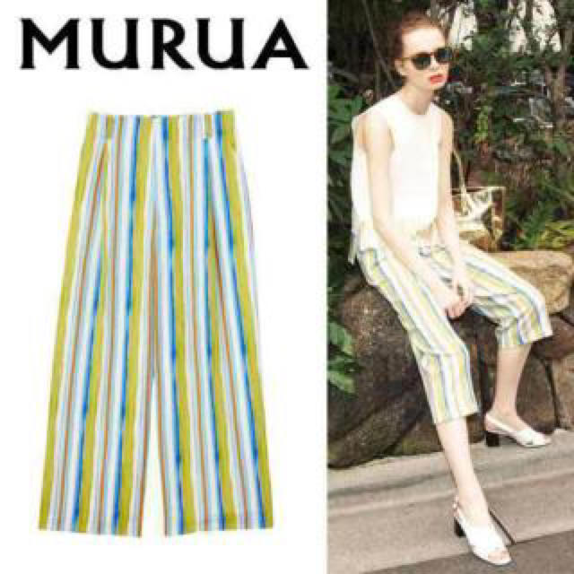 MURUA(ムルーア)のMURUA ストライプワイドパンツ ムルーア  レディースのパンツ(カジュアルパンツ)の商品写真