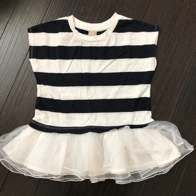 petit main(プティマイン)のpetit main☆プティマイン　ボーダー&フリルTシャツ　120cm キッズ/ベビー/マタニティのキッズ服女の子用(90cm~)(Tシャツ/カットソー)の商品写真