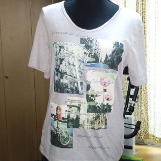 メンズTシャツ写真柄パープルM(Tシャツ/カットソー(半袖/袖なし))