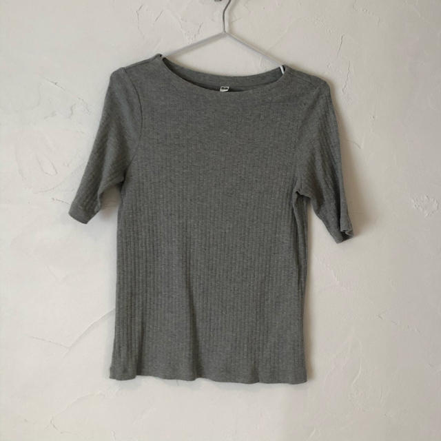 UNIQLO(ユニクロ)のUNIQLO リブボートネックT 5分袖 レディースのトップス(Tシャツ(半袖/袖なし))の商品写真